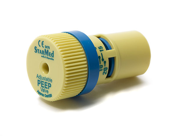 Valvola PEEP regolabile 0-20cmH2O con connessione 22F femmina