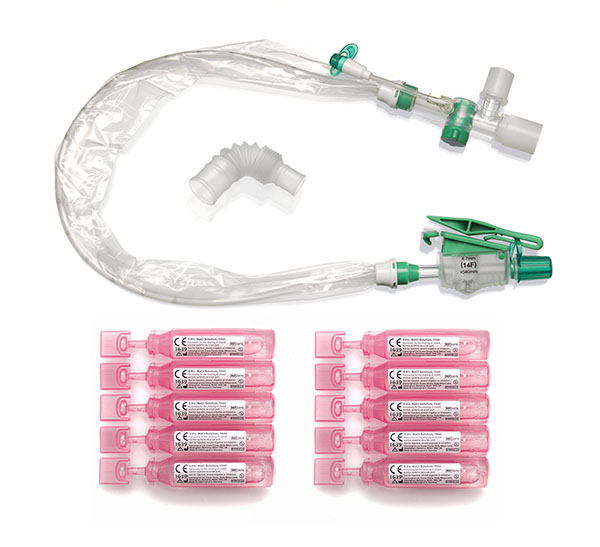 TrachSeal sistema chiuso di aspirazione per tubo endotracheale con soluzione salina, Adulto, 72 ore, mis. F14