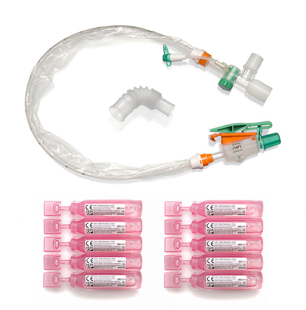 TrachSeal sistema chiuso di aspirazione per tubo endotracheale con soluzione salina, Adulto, 72 ore, mis. F16