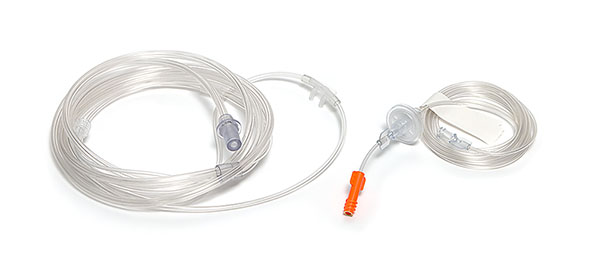Cannula nasale Sentri, Infantile, rebbi curvi, linea di monitoraggio CO2 per capnografia Microstream®, filtro e tubo ossigeno, 2.1m