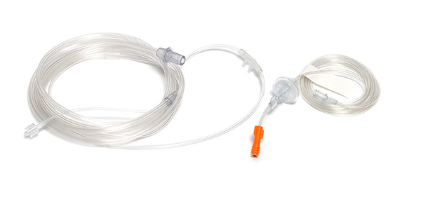 Cannula nasale Sentri, Pediatrica, rebbi curvi, linea di monitoraggio CO2 per capnografia Microstream®, filtro e tubo ossigeno, 2.1m