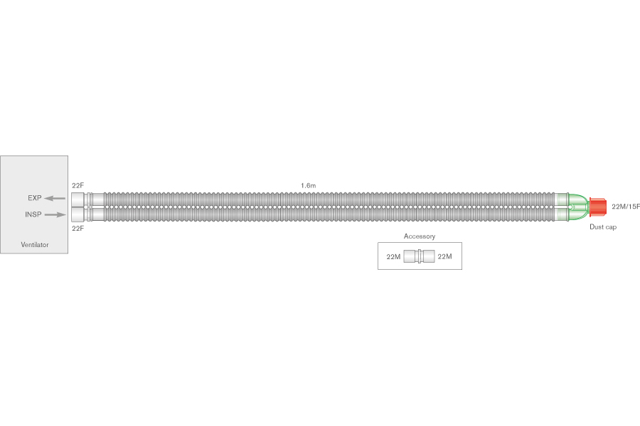 Circuito per ventilazione Flextube da 22mm, ≥1.6m