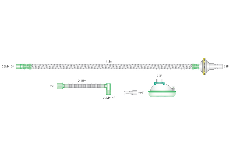 Circuito per ventilazione “tosse assistita” Smoothbore, Large Adulto, 1.2m