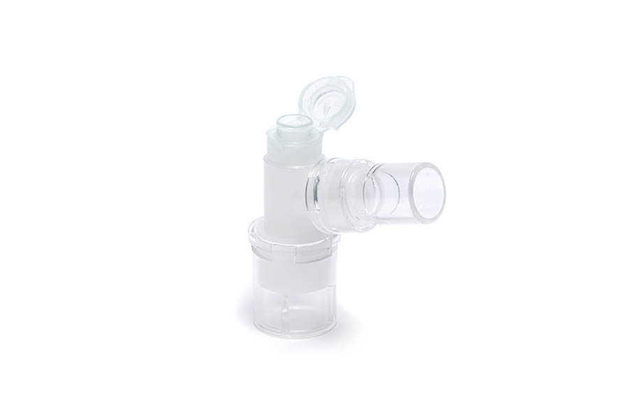 Raccordo angolato doppio girevole 15M - cappuccio flip top con porta da 7.6mm - 22M/15F