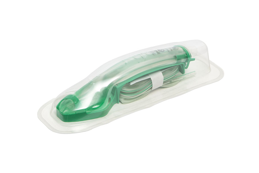 i-gel® Plus Resus Pack, adulto Medium – include i-gel® Plus misura 4 con anello uncinato verde, bustina di lubrificante, nucale, tubo di aspirazione 16FG