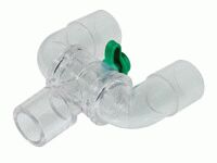 Raccordo a Y regolabile per anestesia da 22mm con collo fisso,  connessione paziente 22M/15F -girevole 22M -girevole 22M con porta luer lock