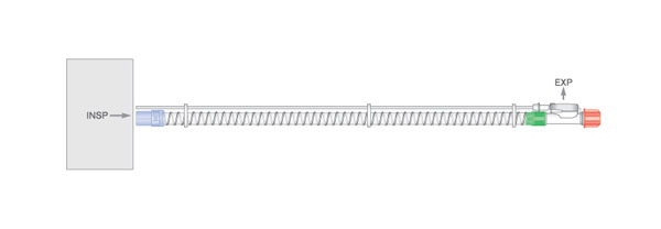 Circuiti per ventilazione Smoothbore monotubo da 22mm con valvola espiratoria, ≥ 1.8m