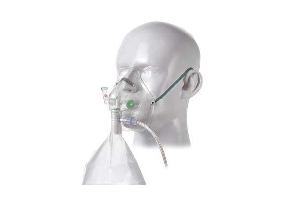Respi-Check, Adulto, maschera per ossigeno alta concentrazione con indicatore respiratorio e tubo, 2.1m