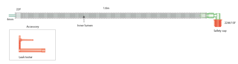 URM Mapleson D e circuito coassiale Bain per l’uso con adattatori Bain (no valvole o palloni), lungh. 1.6m