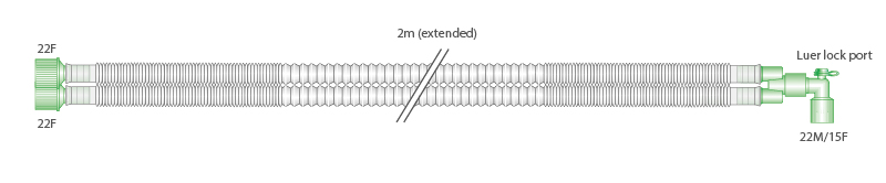 Circuito per ventilazione Pediatrico estensibile Compact da 15mm, con porta luer lock, 2m
