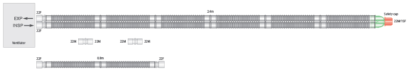 Circuito per ventilazione Flextube da 22mm, spezzone da 0.8m, ≥ 2.4m