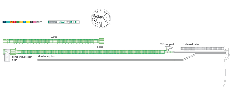 Circuito per ventilazione per CPAP neonatale a linea riscaldata per sistema nFlow, lungh. 1.8m 