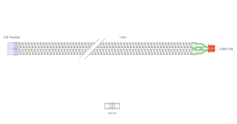 Circuito per ventilazione Smoothbore da 22mm Eco, ≥ 1.6m