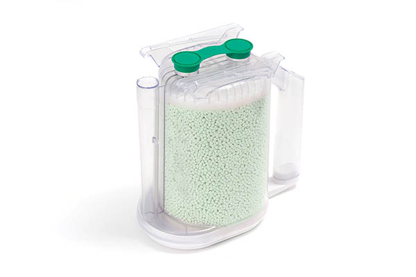 IS Can cartuccia con assorbitore di CO2 LoFlosorb, variazione di colore da verde a violetto